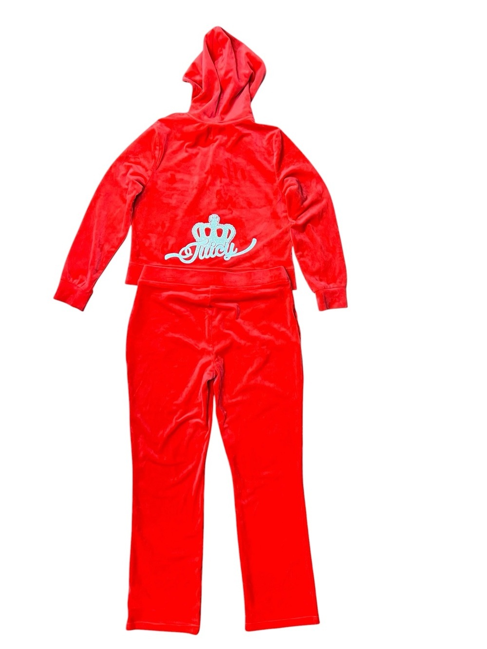 Y2K Juicy by Juicy Couture Red Velour Tracksuit Lounge Glam Streetwear L/XL
